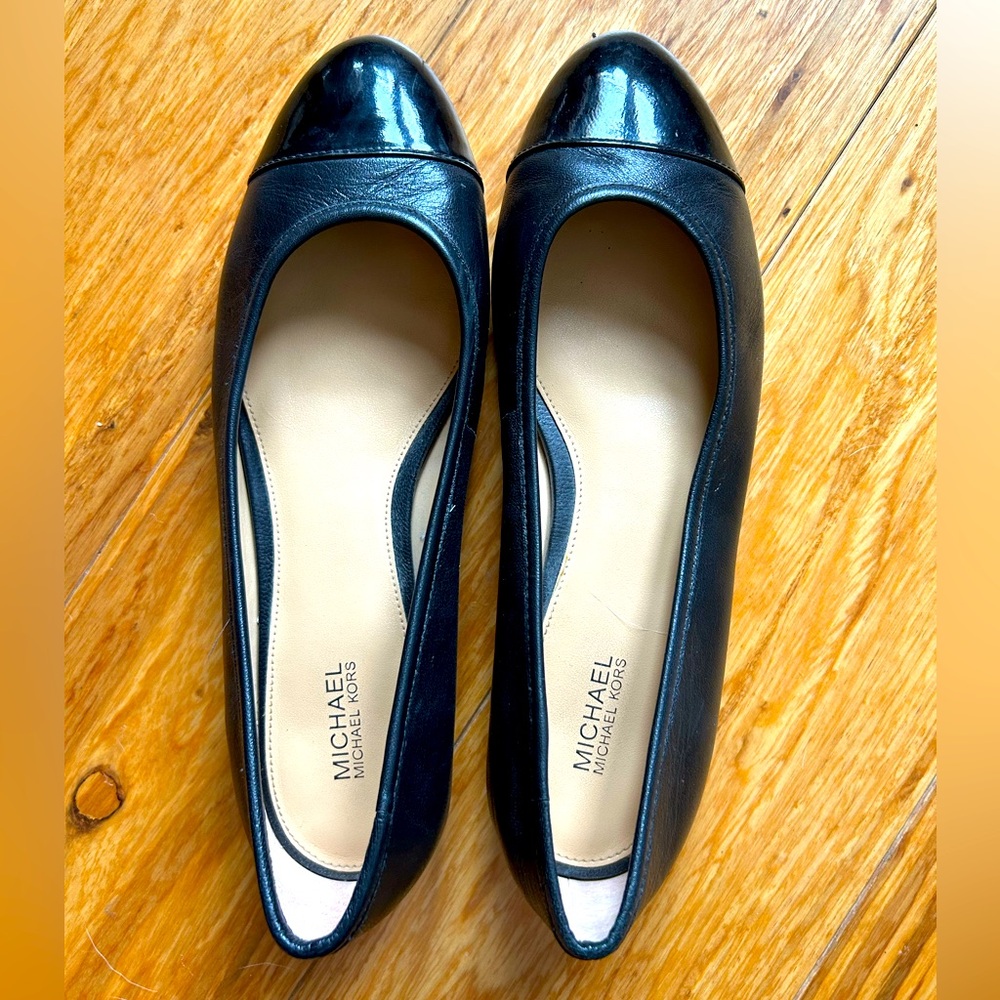Black leather flats
